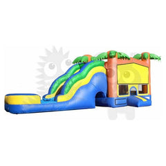 16'H 3-D Tropical Inflatable Wet/Dry Combo with Slide Pool & Hoop by Rocket Inflatables SKU# COM-513