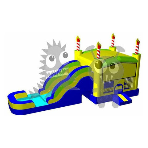 16'H Birthday Cake – 5 in 1 Module Combo Jumper, Slide Pool, Climbing Wall, and Basketball Hoop Water Slide by Rocket Inflatables SKU# COM-543