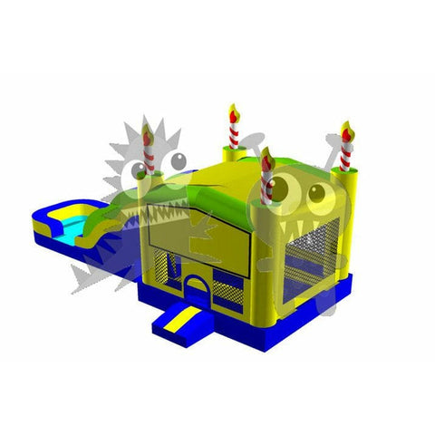 16'H Birthday Cake – 5 in 1 Module Combo Jumper, Slide Pool, Climbing Wall, and Basketball Hoop Water Slide by Rocket Inflatables SKU# COM-543