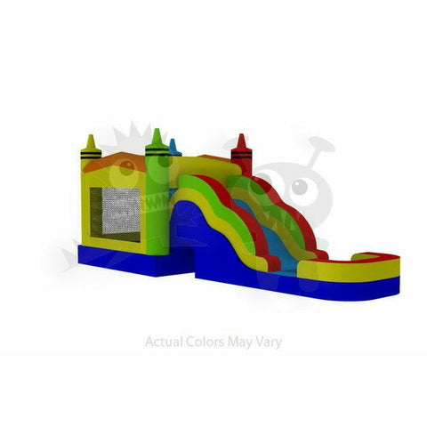 16'H Commercial Inflatable 5-in-1 Crayon Combo Wet/Dry with Water Slide, Splash Pool and Basketball Hoop by Rocket Inflatables SKU# COM-522