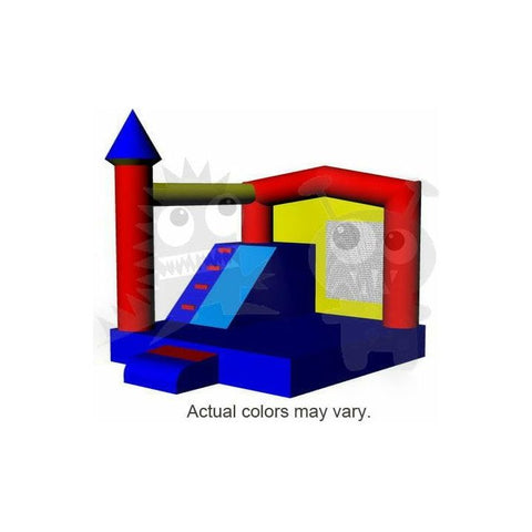 16'H Inflatable Neutral Castle Point Combo Bouncer with Slide, Climbing Wall & Hoop by Rocket Inflatables SKU#COM-C40