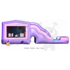 16'H Inflatable Pink Castle Combo with Water Slide, Inflatable Bottom & Basketball Hoop by Rocket Inflatables