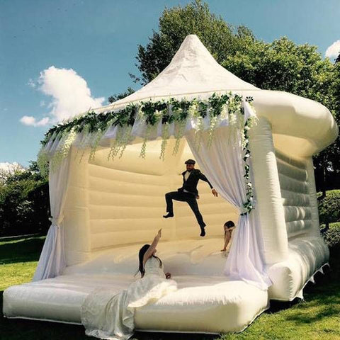 Rocket Inflatables Inflatable Bouncers 18.4'H Wedding Jumper Carousel Top Inflatable Bounce House White Bouncer by Rocket Inflatables BOU-138 18.4'H Wedding Jumper Carousel Top Inflatable Bounce House White by Rocket Inflatables SKU#BOU-138