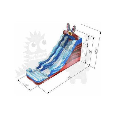 Rocket Inflatables Slides 20′H Patriot Wet/Dry Slide by Rocket Inflatables 781880229575 WAT-3520-Eagle/WAT-2718-Eagle