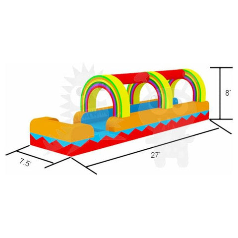 Rocket Inflatables SLIP N SLIDE 8'H Rainbow Commercial Slip & Slide with Pool Single Lane by Rocket Inflatables 781880232018 WAT-SSS27-RAINBOW 8'H Rainbow Commercial Slip Slide Pool Single Lane Rocket Inflatables