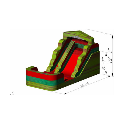 Rocket Inflatables WET N DRY COMBOS 12′H Orange & Green Marble Red Trim Wet/Dry Slide – Single Lane by Rocket Inflatables 781880225683 WAT-2112-Fiesta 12′H Wet/Dry Slide–Single Lane Rocket Inflatables SKU# WAT-2112-Fiesta