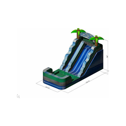 Rocket Inflatables WET N DRY COMBOS 14′ Palm Marble Wet/Dry Slide Blue, Green, Grey Marble – Single Lane by Rocket Inflatables 781880225751 WAT-2314-Palm-Marble 14′ Palm Marble Wet/Dry Slide Blue, Green, Grey Marble – Single Lane by Rocket Inflatables SKU# WAT-2314-Palm-Marble