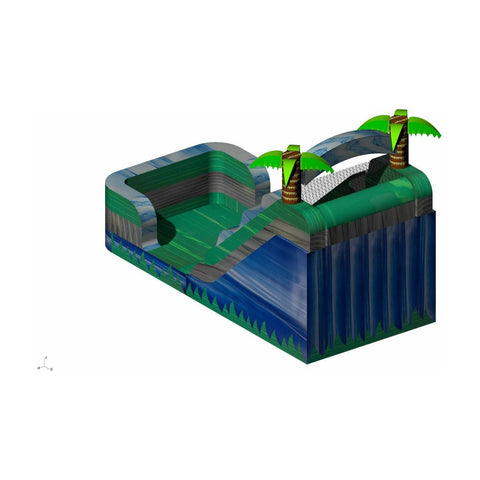 Rocket Inflatables WET N DRY COMBOS 14′ Palm Marble Wet/Dry Slide Blue, Green, Grey Marble – Single Lane by Rocket Inflatables 781880225751 WAT-2314-Palm-Marble 14′ Palm Marble Wet/Dry Slide Blue, Green, Grey Marble – Single Lane by Rocket Inflatables SKU# WAT-2314-Palm-Marble