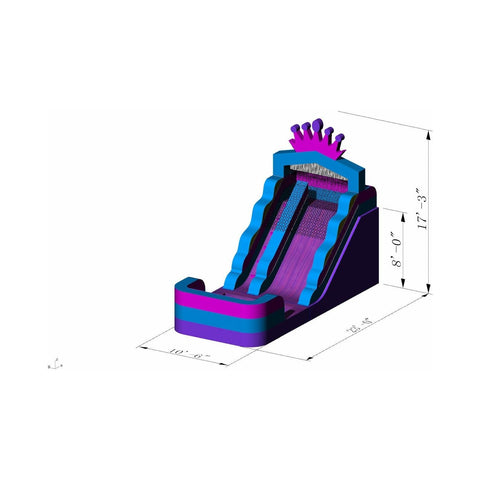 Rocket Inflatables WET N DRY COMBOS 17'H Crown Wet/Dry Slide Pink Purple Princess – Single Lane by Rocket Inflatables 781880225775 WAT-2317-Crown 17'H Crown Wet/Dry Slide Princess – Single Lane SKU#WAT-2317-Crown