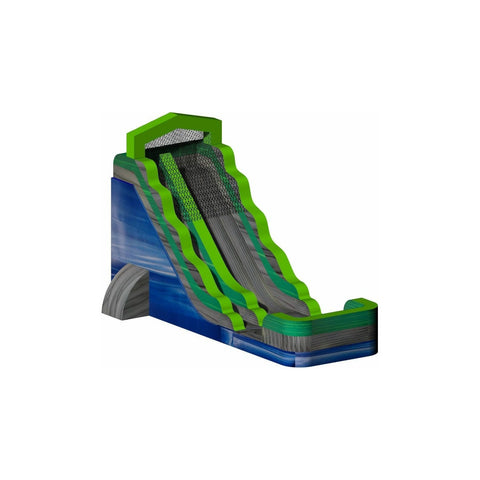 Rocket Inflatables WET N DRY COMBOS 18′H Blue & Grey Marble Green Trim Wet/Dry Slide Sewn Pool- Single Lane by Rocket Inflatables 781880225812 WAT-2818 18′H Wet/Dry Slide Sewn Pool-Single Lane Rocket Inflatables #WAT-2818
