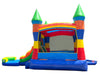 Image of Rental Lite Rainbow Castle Smiley Face Bounce House Slide Combo with Wet Pool Attachment
