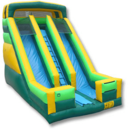 Ultimate Jumpers SLIP N SLIDE 20′ GREEN YELLOW FRONT LOAD DOUBLE LANE SLIDE by Ultimate Jumpers S031 20′ GREEN YELLOW FRONT LOAD DOUBLE LANE SLIDE by Ultimate Jumpers S031