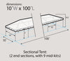 Image of 10' x 100' Premium Single Tube West Coast Frame Canopy Tent, Sectional