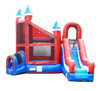 Image of Red, White and Blue Marble Deluxe Inflatable Castle Bounce House Slide Combo w/ Blower