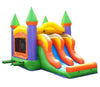 Image of Sale on Orange Commercial Inflatable Kids Bounce House with Double Lane Slide Combo with Blower