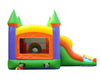 Image of Buy Bounce House Near Me Orange Commercial Inflatable Kids Bouncy Castle with Slide Double Lane Combo with Blower