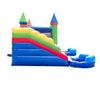 Image of Rental Lite Rainbow Double Slide Bounce House Combo with Blower, Removable Pools