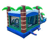 Image of Mega Tropical Blue Marble Dual Lane Inflatable Water Slide Bounce House Combo with Blower