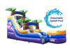 Image of 15' Tall Purple Tropical Marble Wet/Dry Inflatable Slide with Blower and Detachable Pool