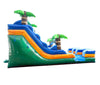Image of 15' Green Tropical Marble Double Bay Wet/Dry Inflatable Slide with Blower