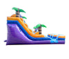 Image of 15' Purple Tropical Marble Double Bay Wet/Dry Inflatable Slide with Blower