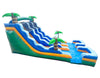 Image of 18' Tall Green Tropical Marble Double Bay Wet/Dry Inflatable Slide with Blower