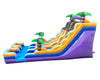 Image of 18' Tall Purple Tropical Marble Double Bay Wet/Dry Inflatable Slide with Blower