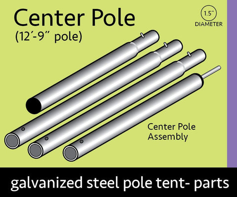 12' 9" Galvanized Steel Center Tent Pole (4 piece)
