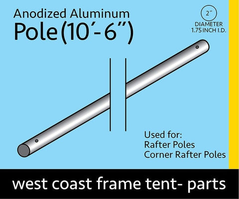 10' 6" Pipe for West Coast Frame Tent, Single Tube