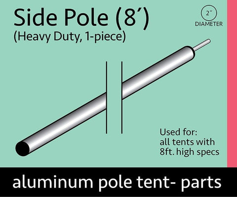 8' Heavy Duty Anodized Aluminum Side Pole (1 Piece)