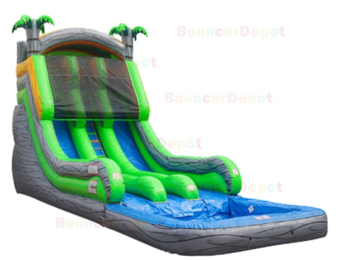 18'H Front Load Double Lane Water Slide by Bouncer Depot