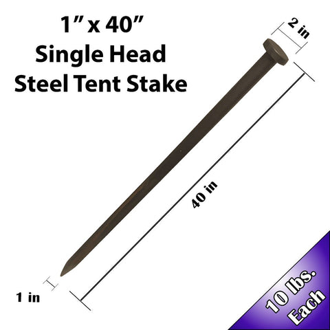 1" x 40" Single Head Steel Tent Stakes