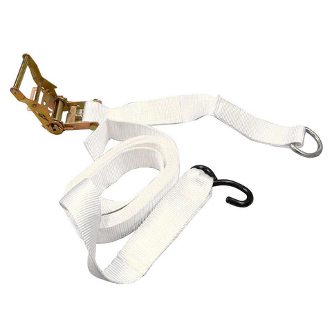 1.5" x 13' Ratchet Strap - White Tent Tie Down with S-Hook