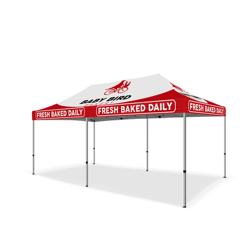 Custom Canopy Tent with Feather Flags & Table Cover