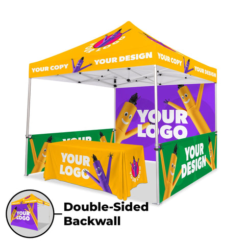 10x10 Custom Canopy Tent w/ Table Cover + Back & Side Walls