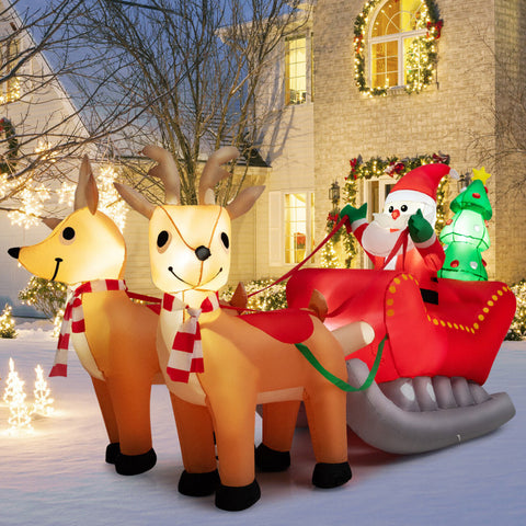 7.2 Feet Long Christmas Inflatable Santa Rides Sled with LED Lights by Costway