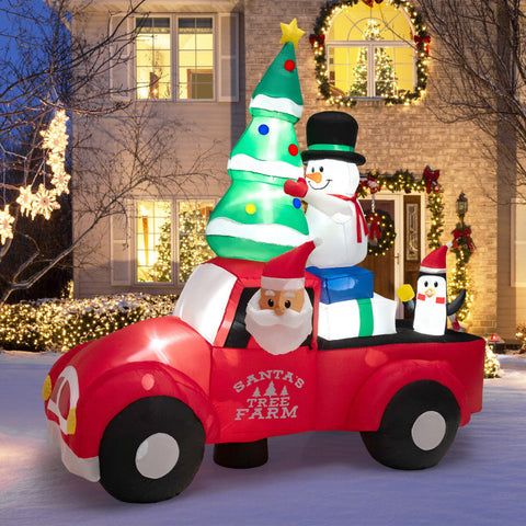 8 Feet Wide Inflatable Santa Claus Driving a Car with LED and Air Blower by Costway