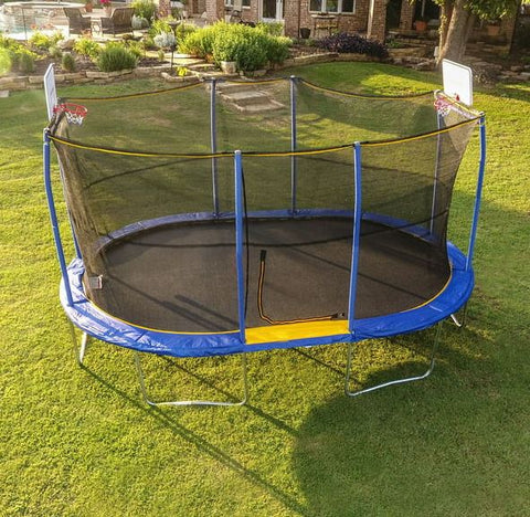 15' Trampoline 7 Legs/ 7 Poles with Universal Basketball Hoop By Jump King
