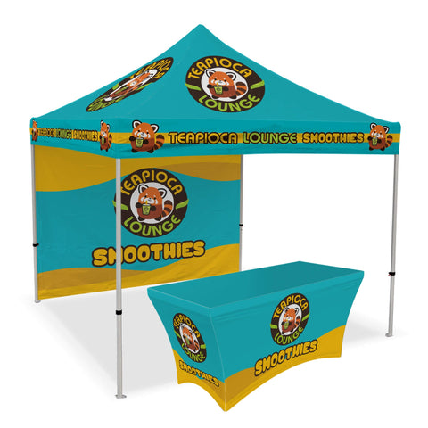 Custom Canopy Tent with Back Wall & Table Cover