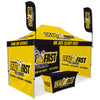Image of Custom Canopy Tent with Three Back Walls, Feather Flags & Table Cover