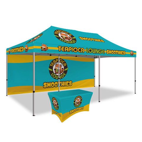 Custom Canopy Tent with Back Wall & Table Cover