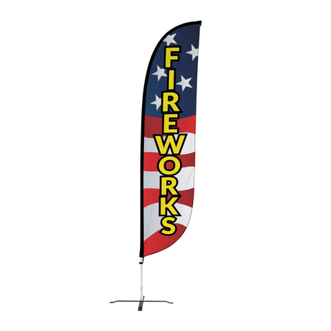 12ft Fireworks Feather Flag Red White Blue