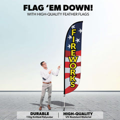 12ft Fireworks Feather Flag Red White Blue