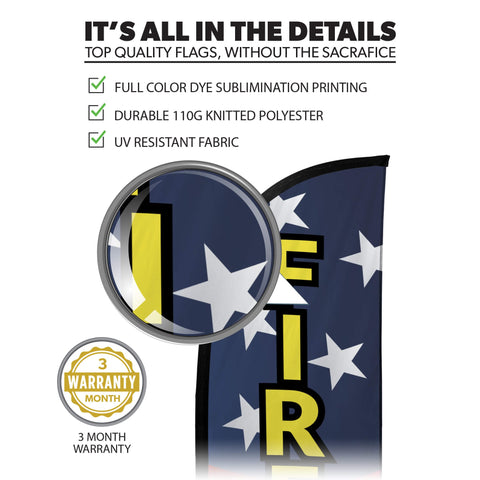 12ft Fireworks Feather Flag Red White Blue