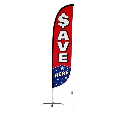 Save Here Feather Flag with Stars