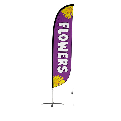 Flowers Purple Feather Flag