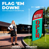 Image of 8ft Vintage Now Open Feather Flag