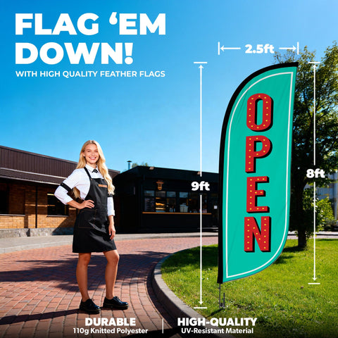 8ft Vintage Open Feather Flag