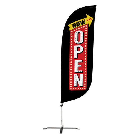 8ft Vintage Marquee Now Open Feather Flag