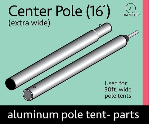 16' Heavy Duty Anodized Aluminum Center Tent Pole (2 Piece)